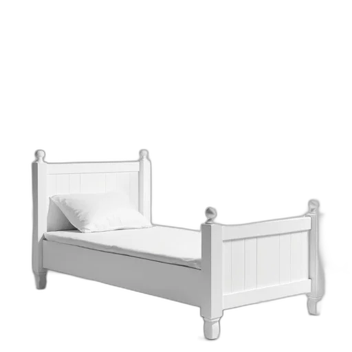 furniture, 3d render, photorealistic, monochrome, white, twin-sized, bed, simple transparent PNG cut-out