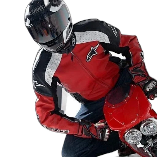 jacket, robot, 3d render, concept art, red, person, wearing, black transparent PNG cut-out