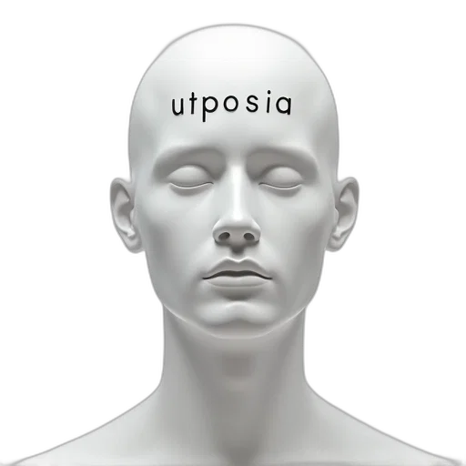 mask, face, robot, photorealistic, 3d render, concept art, word, utopia transparent PNG cut-out