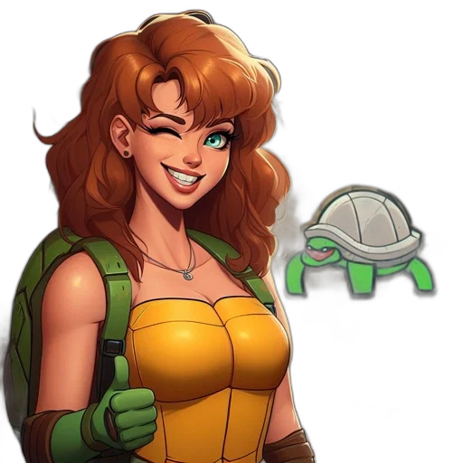 pixel art, concept art, comic book art, fantasy art, green, animated, female, character transparent PNG cut-out