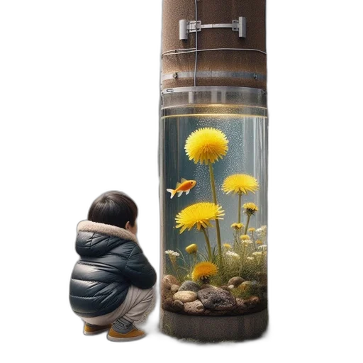 bottle, umbrella, flower, concept art, photorealistic, oil painting, fantasy art, underwater transparent PNG cut-out