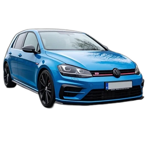 car, photorealistic, 3d render, blue, volkswagen, golf, side, bumper transparent PNG cut-out