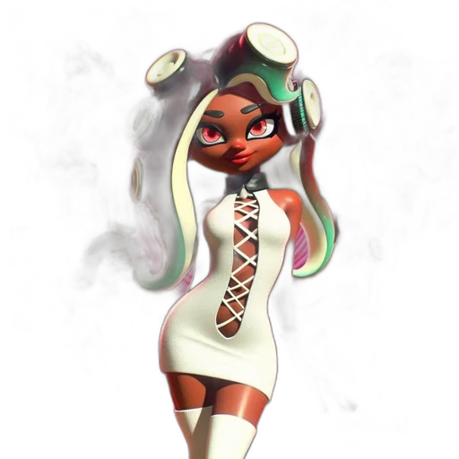 dress, staff, weapon, hair, concept art, 3d render, fantasy art, cartoon transparent PNG cut-out