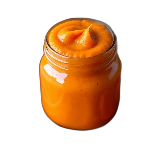 food, bottle, crown, glass, jar, filled, vibrant, orange transparent PNG cut-out