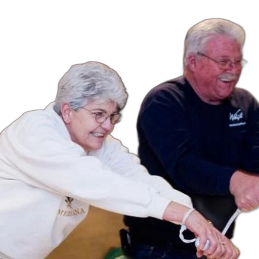 staff, older, couple, play, video, game, together, woman transparent PNG cut-out