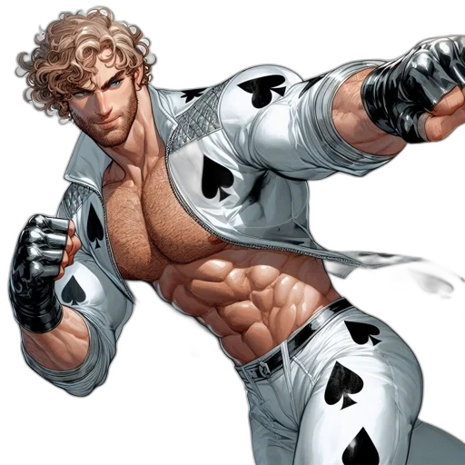 comic book art, concept art, fantasy art, muscular, man, curly, blond, hair transparent PNG cut-out
