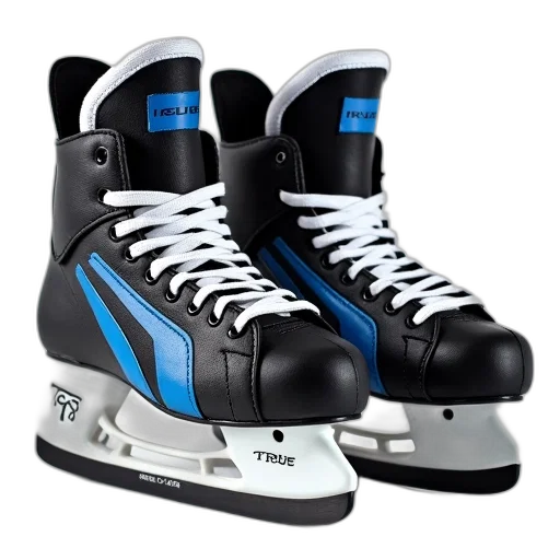 shoes, pair, black, blue, ice, skates, white, laces transparent PNG cut-out