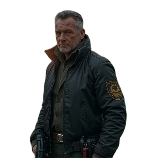 jacket, staff, concept art, photorealistic transparent PNG cut-out