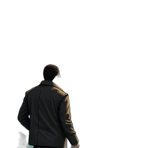 jacket, staff, robot, umbrella, 3d render, concept art, photorealistic, cyberpunk transparent PNG cut-out