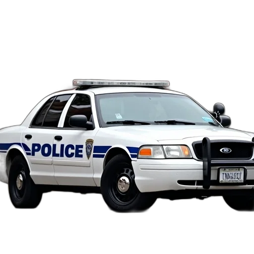 car, weapon, staff, photorealistic, concept art, 3d render, white, police transparent PNG cut-out