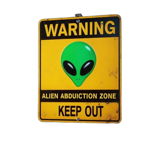 creature, outer space, desert, road, alien, warning, sign, ufo transparent PNG cut-out