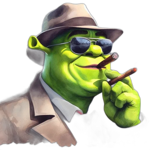 staff, concept art, photorealistic, 3d render, comic book art, shrek, donning, smart transparent PNG cut-out