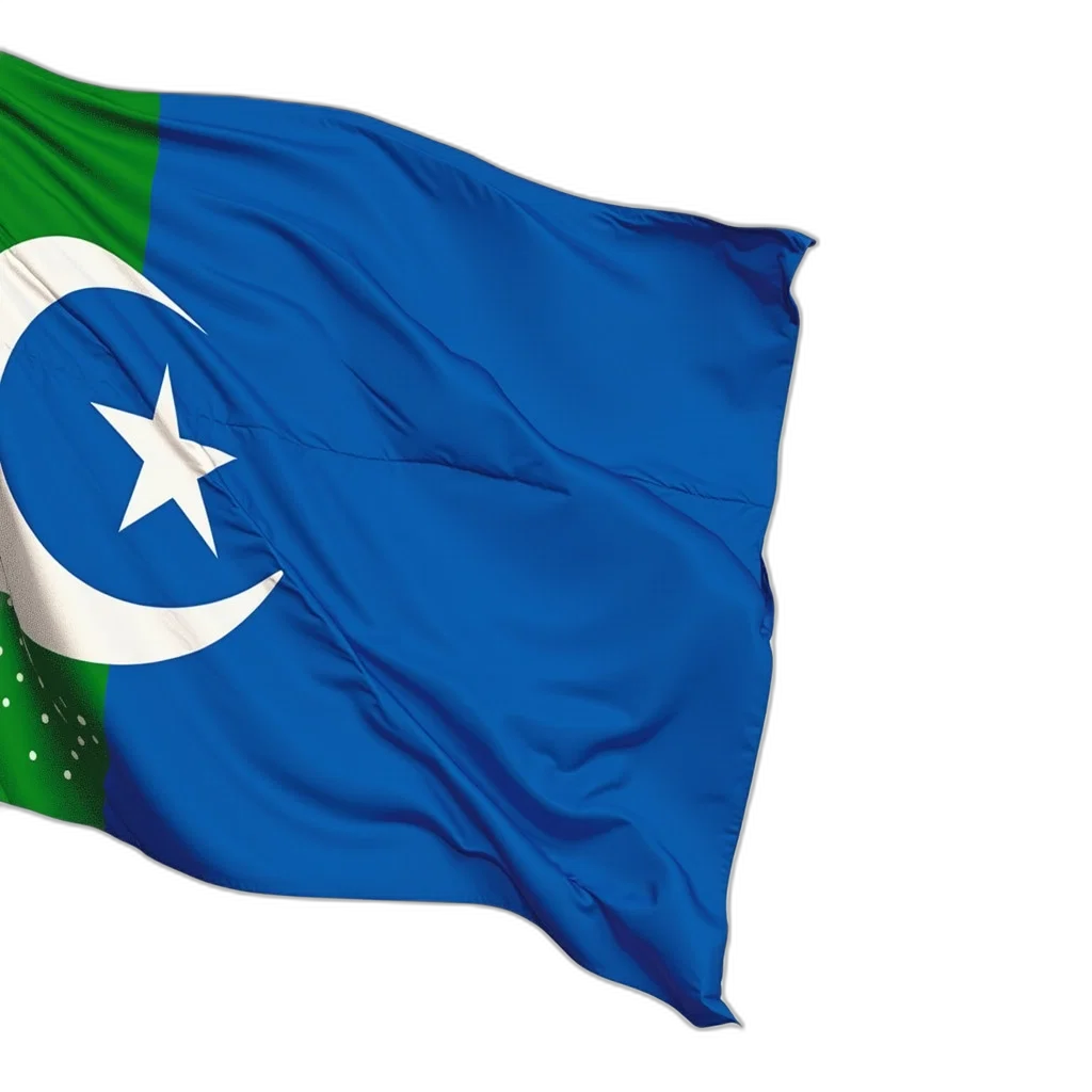 green, flag, white, crescent, moon, five-pointed, star, blue transparent PNG cut-out