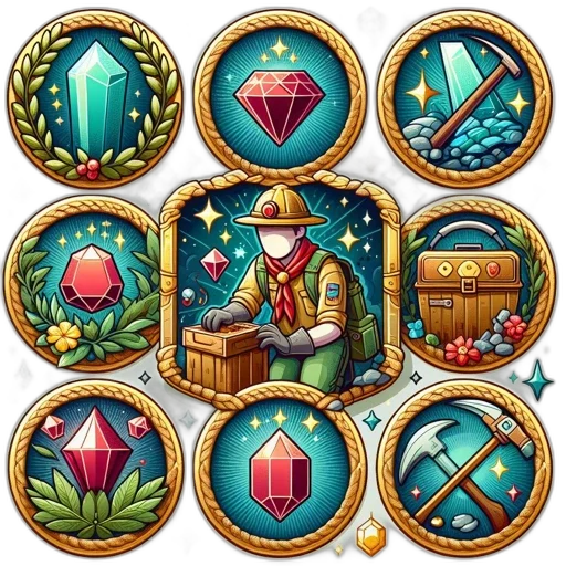jewelry, pixel art, fantasy art, concept art, colorful, red, miner, holding transparent PNG cut-out