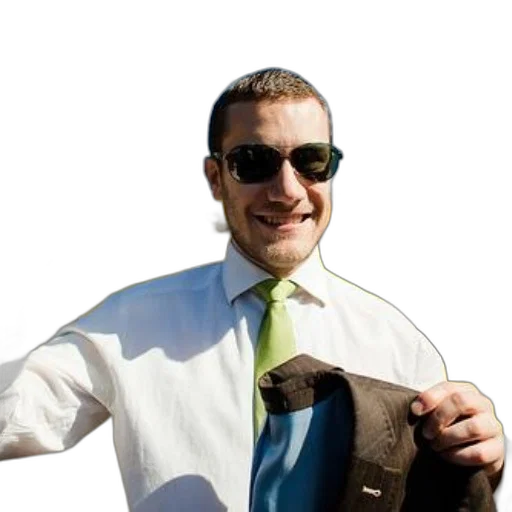 staff, jacket, animal, face, man, white, shirt, green transparent PNG cut-out