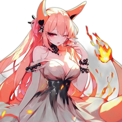 dragon, staff, dress, weapon, fantasy art, anime, concept art, pixel art transparent PNG cut-out