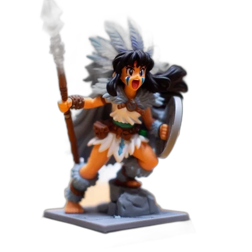 concept art, fantasy art, 3d render, fire, miniature, figurine, displays, female transparent PNG cut-out