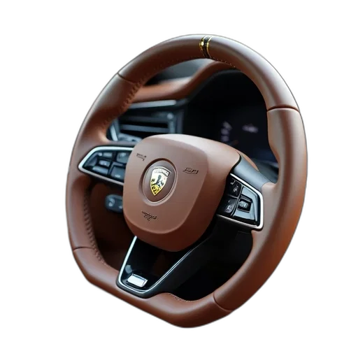 car, 3d render, photorealistic, close-up, view, steering, wheel, showcasing transparent PNG cut-out