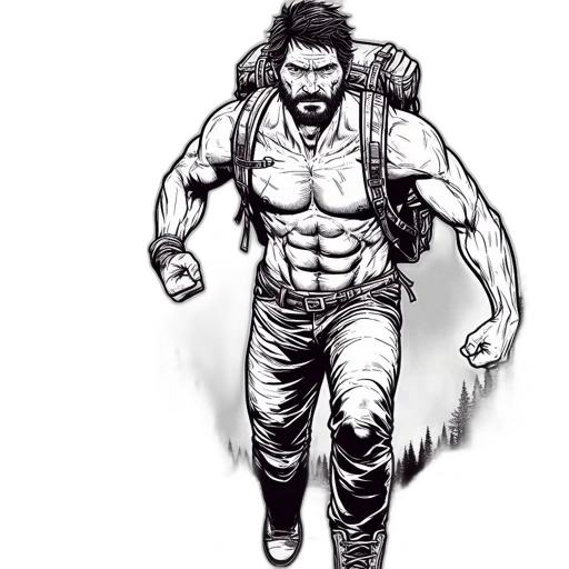 comic book art, pencil sketch, concept art, cartoon, athletic, man, running, stance transparent PNG cut-out