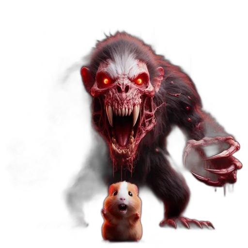 creature, animal, concept art, fantasy art, 3d render, photorealistic, fog, red transparent PNG cut-out