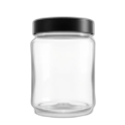 bottle, food, 3d render, photorealistic, clear, glass, jar, black transparent PNG cut-out
