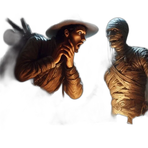 hat, mask, face, weapon, concept art, fantasy art, comic book art, photorealistic transparent PNG cut-out