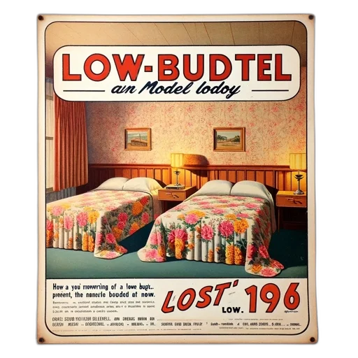 furniture, image, shows, vintage, low-budtel, hotel, featuring, room transparent PNG cut-out
