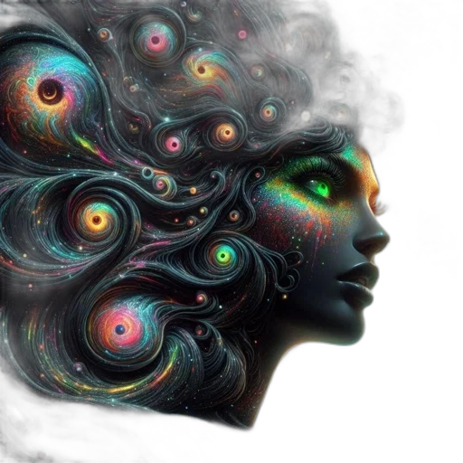 face, mask, hair, crown, concept art, fantasy art, photorealistic, cyberpunk transparent PNG cut-out