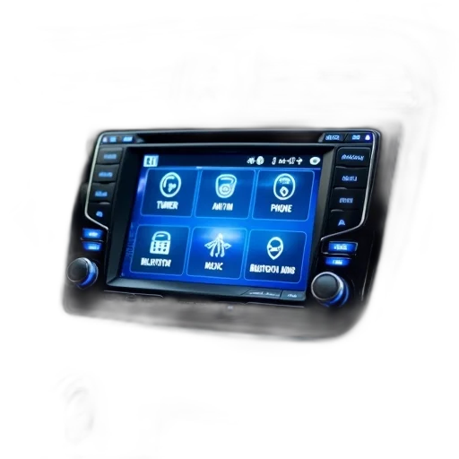 car, modern, stereo, system, large, touchscreen, display, showing transparent PNG cut-out