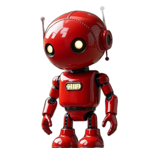 robot, 3d render, concept art, little, red, classic, shirt transparent PNG cut-out