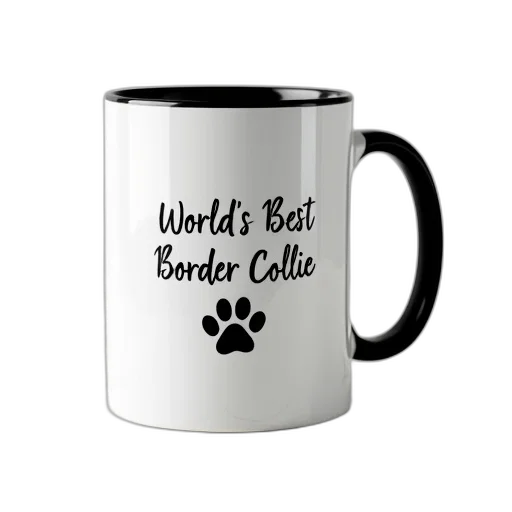 white, mug, black, border, phrase, world, best, collie transparent PNG cut-out