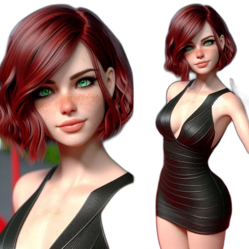 dress, 3d render, concept art, fantasy art, photorealistic, red, green, dark transparent PNG cut-out