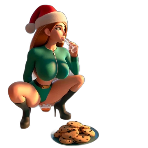 food, 3d render, concept art, pixel art, photorealistic, animated, woman, green transparent PNG cut-out