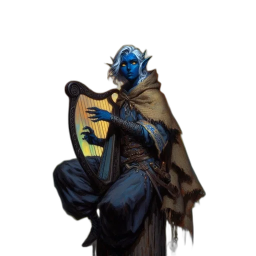 staff, concept art, fantasy art, comic book art, blue, dark, blue-skinned, silver-haired transparent PNG cut-out