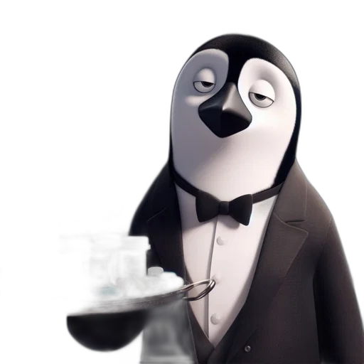 staff, concept art, 3d render, cartoon, fantasy art, animated, penguin, formal transparent PNG cut-out