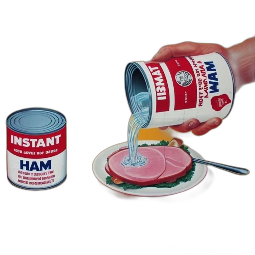 food, photorealistic, oil painting, vibrant, advertisement, instant, ham, man transparent PNG cut-out