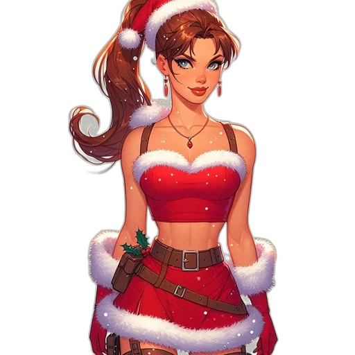 dress, pixel art, concept art, fantasy art, comic book art, animated, santa, figure transparent PNG cut-out