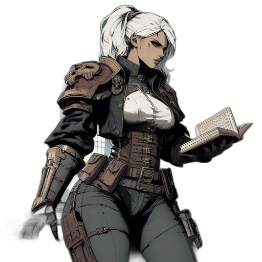 jacket, staff, weapon, concept art, fantasy art, comic book art, pixel art, monochrome transparent PNG cut-out