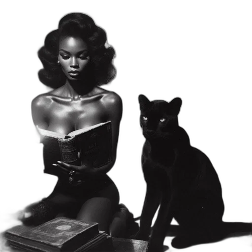 animal, concept art, photorealistic, dimly, lit, room, woman, reads transparent PNG cut-out