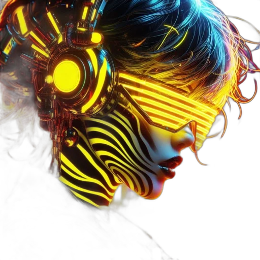 robot, mask, face, cyberpunk, concept art, photorealistic, 3d render, neon lights transparent PNG cut-out