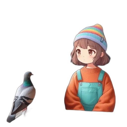 hat, animal, dress, jacket, pixel art, vaporwave, concept art, anime transparent PNG cut-out