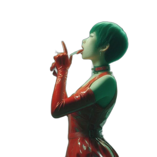 dress, robot, bottle, concept art, 3d render, photorealistic, cyberpunk, red transparent PNG cut-out