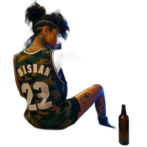 bottle, weapon, jacket, pixel art, photorealistic, concept art, watercolor, green transparent PNG cut-out