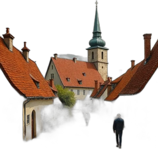 building, umbrella, dragon, face, concept art, photorealistic, 3d render, watercolor transparent PNG cut-out