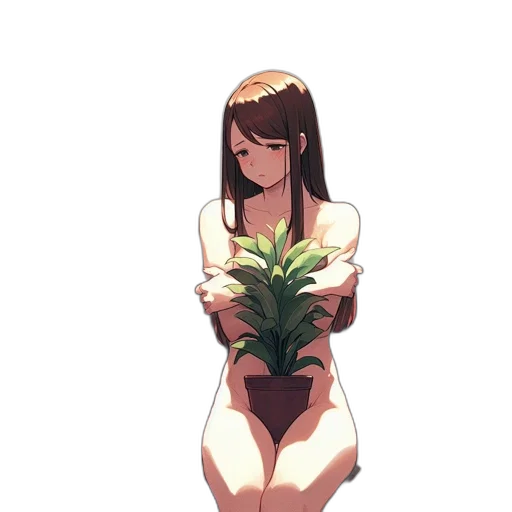 flower, dress, crown, creature, pixel art, concept art, anime, fantasy art transparent PNG cut-out