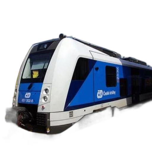 3d render, photorealistic, blue, white, train, logo, české, dráhy transparent PNG cut-out