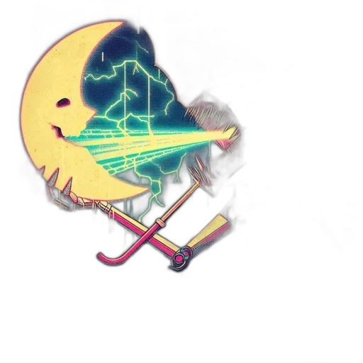 staff, weapon, sword, umbrella, vaporwave, concept art, cyberpunk, anime transparent PNG cut-out