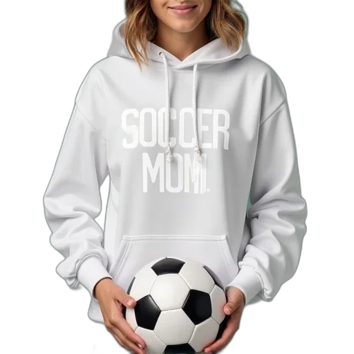 jacket, white, soccer, mom, hoodie, word, ball transparent PNG cut-out
