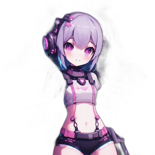 robot, weapon, staff, dress, cyberpunk, pixel art, anime, concept art transparent PNG cut-out