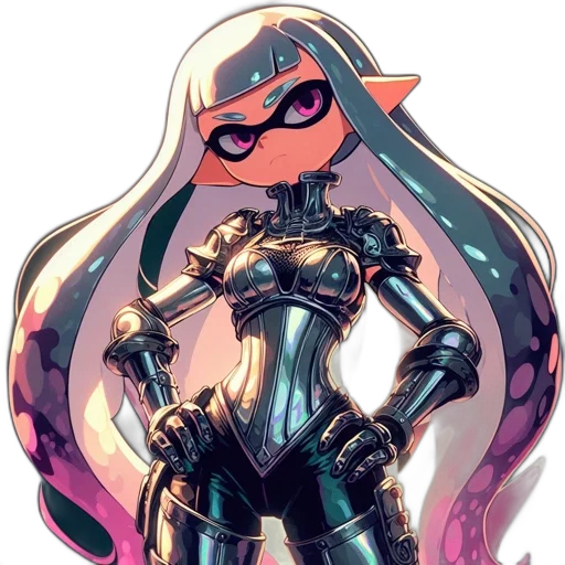 robot, weapon, dress, mask, concept art, cyberpunk, anime, pixel art transparent PNG cut-out